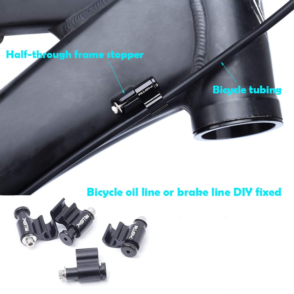 Farbetter 4 Pieces Bicycle Cable Guide, Hydraulic Brake Cable Housing Holder, Hose Wire Clips Clamps, Cable Grip, Black Alloy