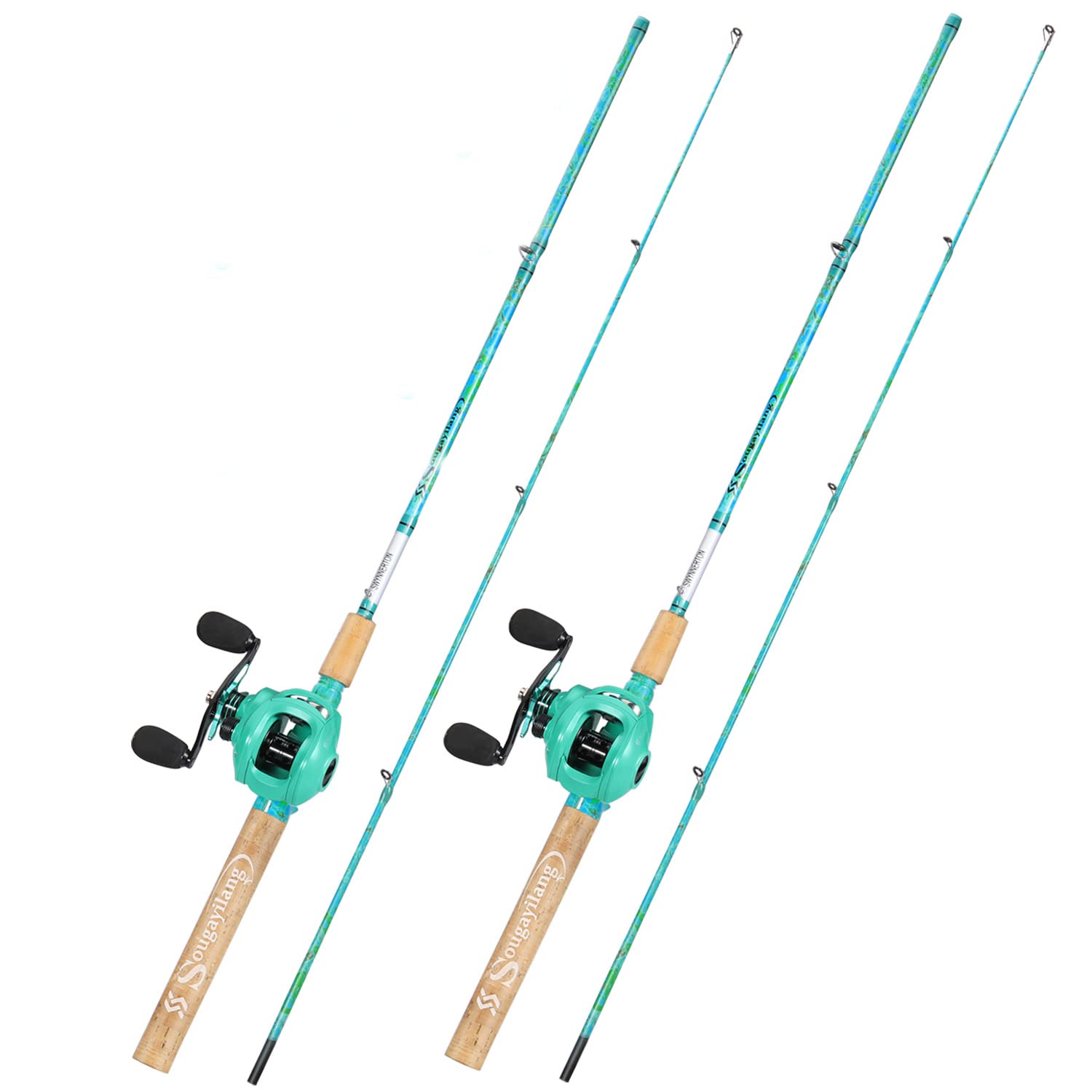 Sougayilang Fishing Rod Combo, 2-Piece 5-Foot 6-Inch Graphite & Fiberglass Rod, Durable and Strong, Quickset Anti-Reverse Fishin