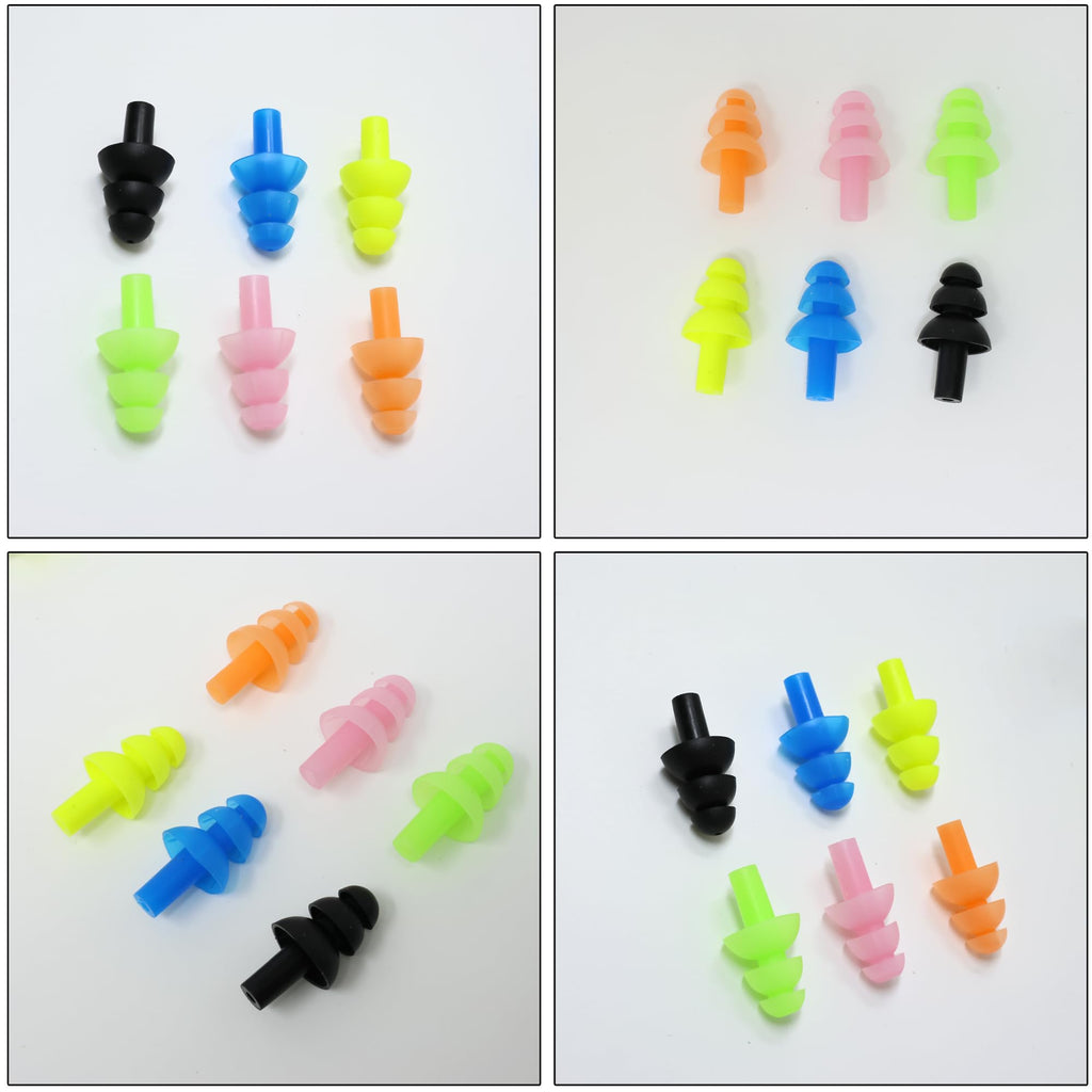 Honbay 6Pairs Reusable Silicone Swimming Earplugs Soft And Flexible Ear Plugs For Swimming, Learning, Hearing Protection, Concer