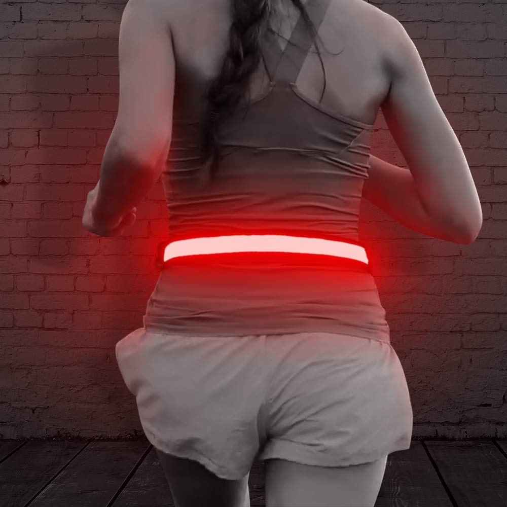 Bseen Led Running Belt - Rechargeable Glowing Led Waistband, Adjustable Light Up Waist Belt For Runners, Joggers, Walkers, Pet O
