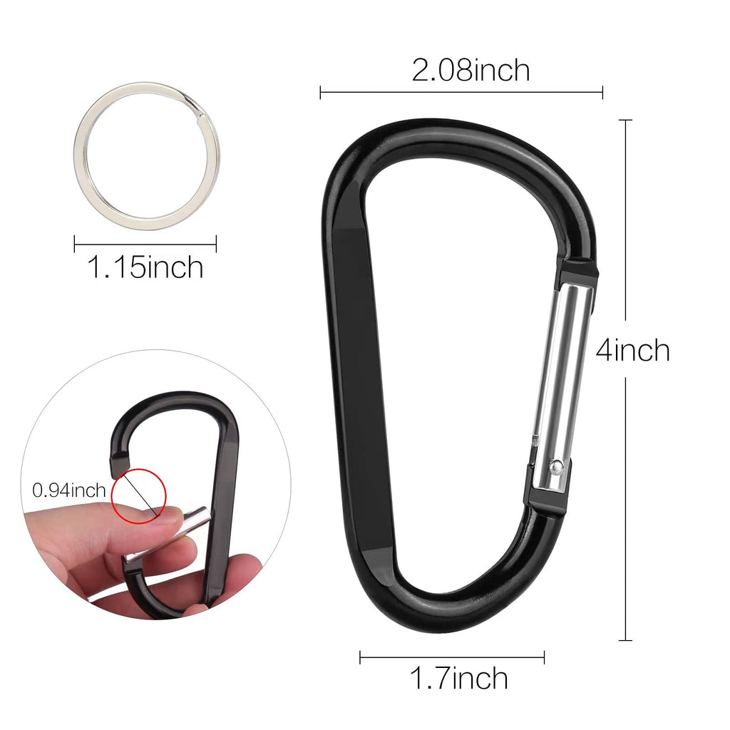 5Pcs 4 ''/10Cm Carabiner Clip- Large Strong Caribeener Clips-D Ring Caribeaner Keychain.