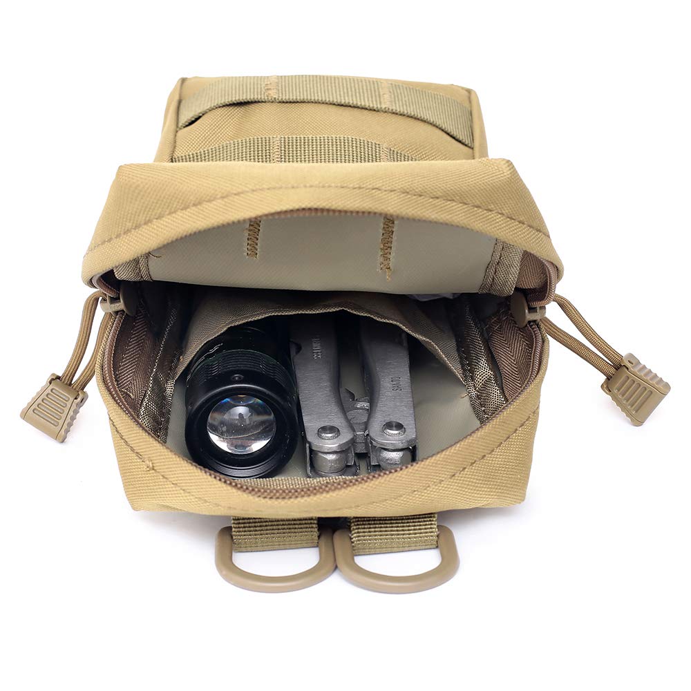 Tacticool 2 Pack Molle Pouches - Tactical Compact Water-Resistant Edc Pouch (2 Pack-Tan)
