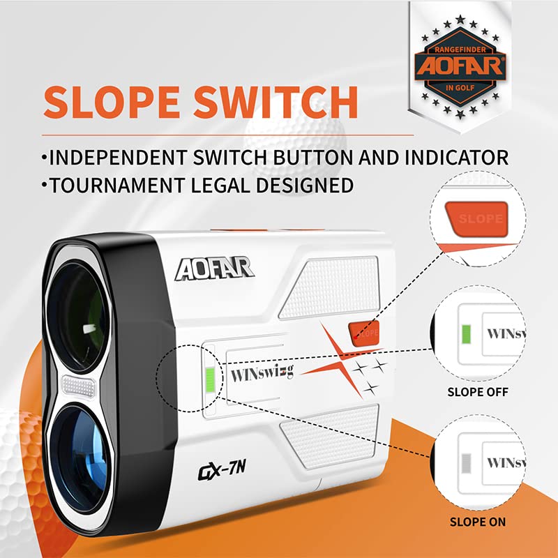 Aofar Gx-7N Golf Rangefinder Update Version With Ai Technology, Continuous Scan, Slope And Angle Switch Button With Indicator, F