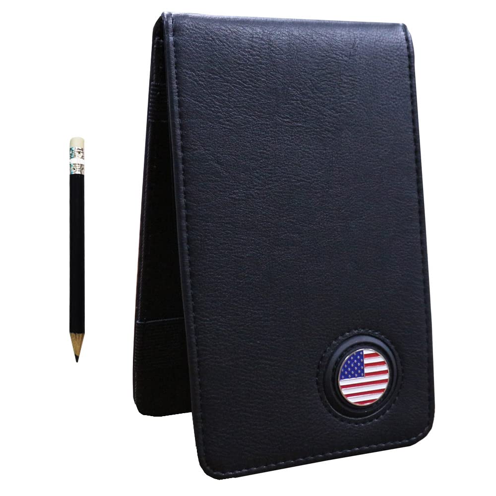 Pinmei Golf Leather Scorecard Holder Cover Yardage Book Cover With American Flag Golf Ball Marker And A Free Pencil 4.33 ? 7.48 