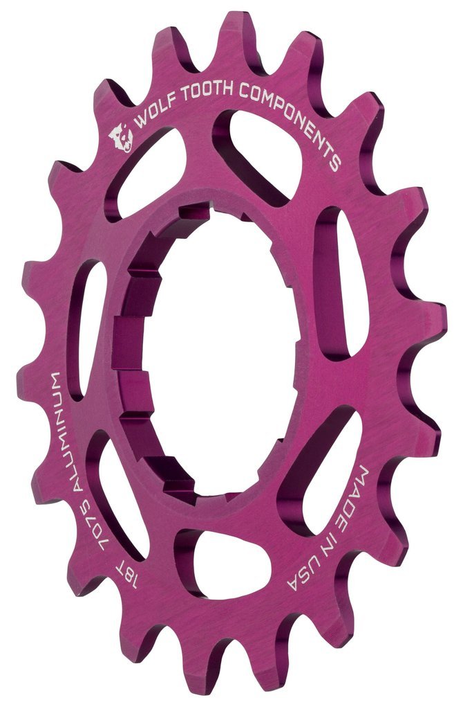 Wolf Tooth CNC Machined Aluminum Singlespeed Cogs in Colors (Purple, 18t)