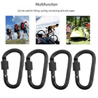 Vonpri 4 Pack Aluminum Locking Carabiner Clip D Ring Spring Snap Key Chain Hook 3
