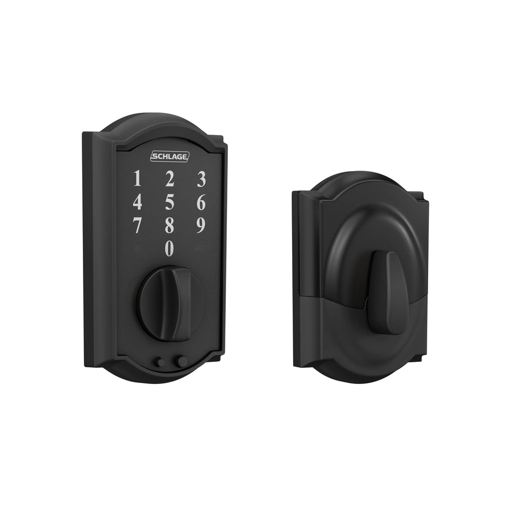 Schlage Be375 Cam 622 Touch Camelot Deadbolt, Electronic Keyless Entry Lock, Matte Black