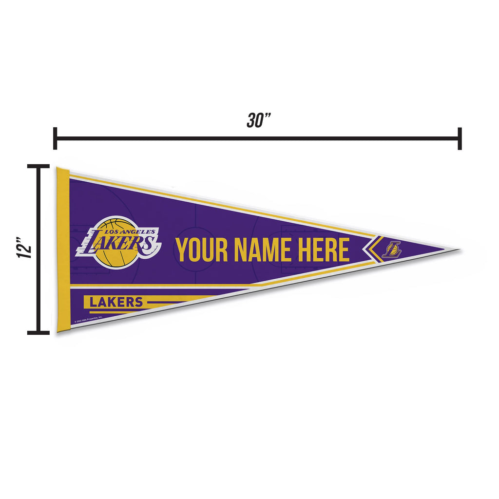 Rico Industries Nba Basketball Los Angeles Lakers Personalized - Custom 12'' X 30'' Soft Felt Pennant - Ez To Hang