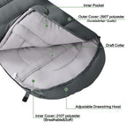 3-4 Season Sleeping Bag For Adults & Kids, Lightweight Warm Cold Weather Camping Bag With Waterproof Compression Sack - Portable