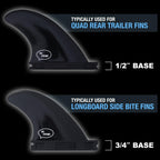 Ho Stevie! Surfboard Side Bite Fins/Rear Trailer Fins (Twin Tab Or Single Tab) [Choose Color] (Black, Twin Tab)