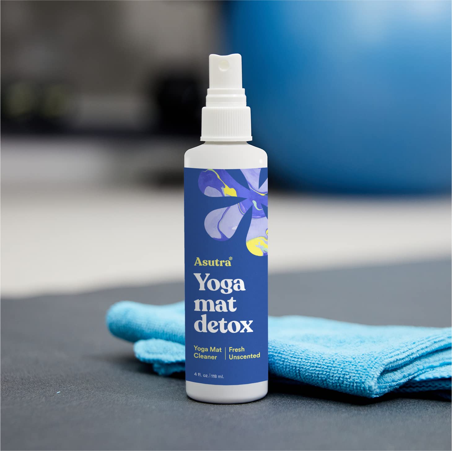 ASUTRA Yoga Mat Cleaner Spray (Fresh & Unscented), 4 fl oz - No Slippery Residue, Deep-Cleansing for Fitness Gear & Gym Equipmen