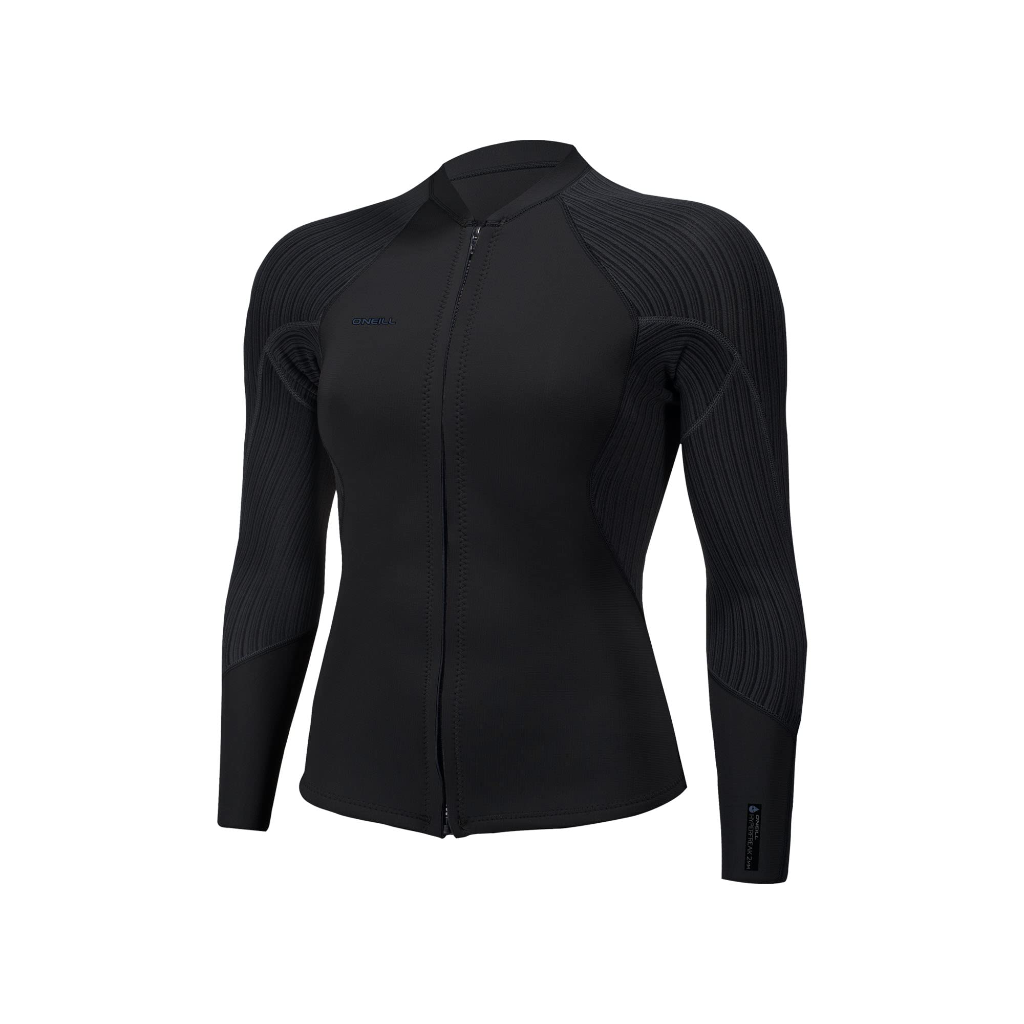 Womens Hyperfreak 2 mm Front Zip Wetsuit Jacket, Black/Black, 8