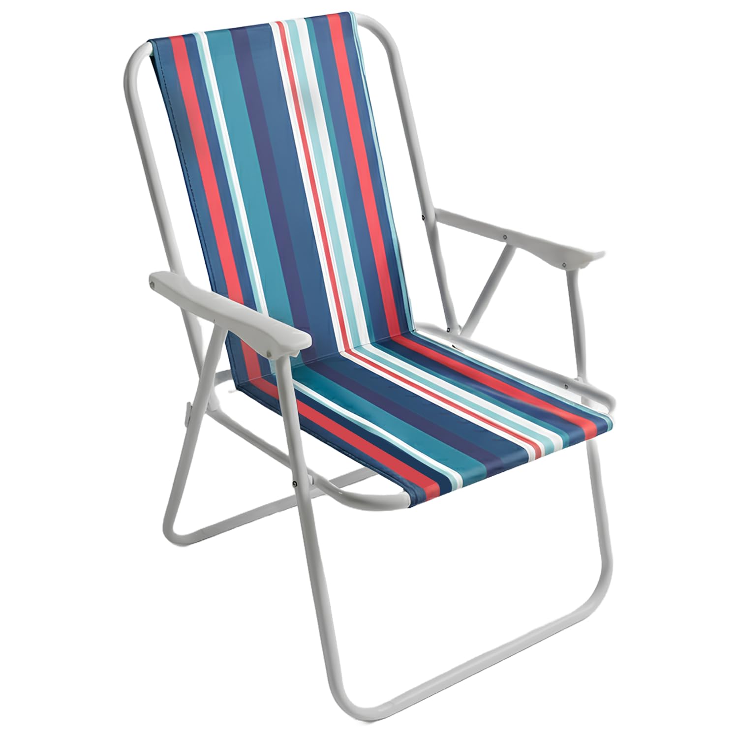 Hacer Folding Beach Chair With Arm Rest Portable Lightweight Rainbow Stripped Foldable Fishing Chairs For Travelling Picnic & Ou