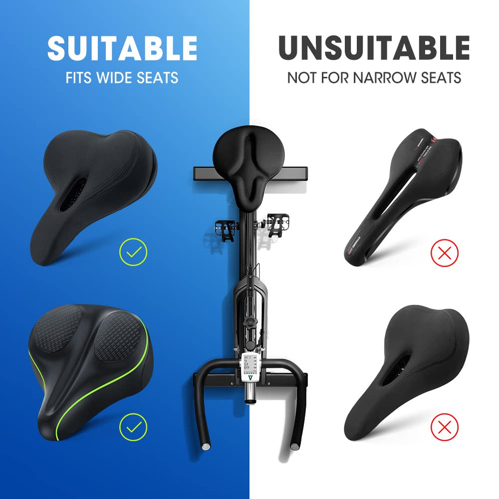 Anzome Bike Seat Cushion, Exercise Bike Seat Cover, Wide Foam & Extra Soft Gel Bike Seat Cushion For Women Men Everyone, Fits Cr