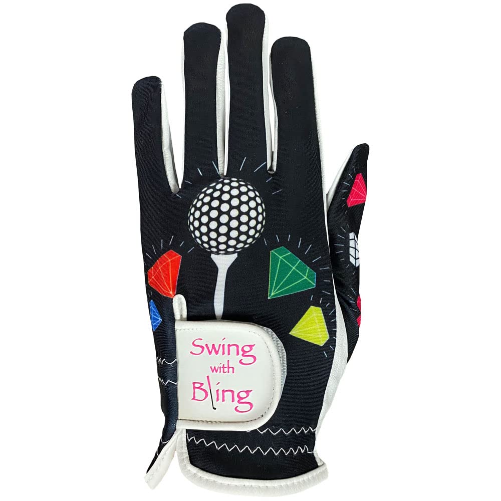 Giggle Golf Women'S Golf Glove (Small, Worn On Left Hand, Swing With Bling)