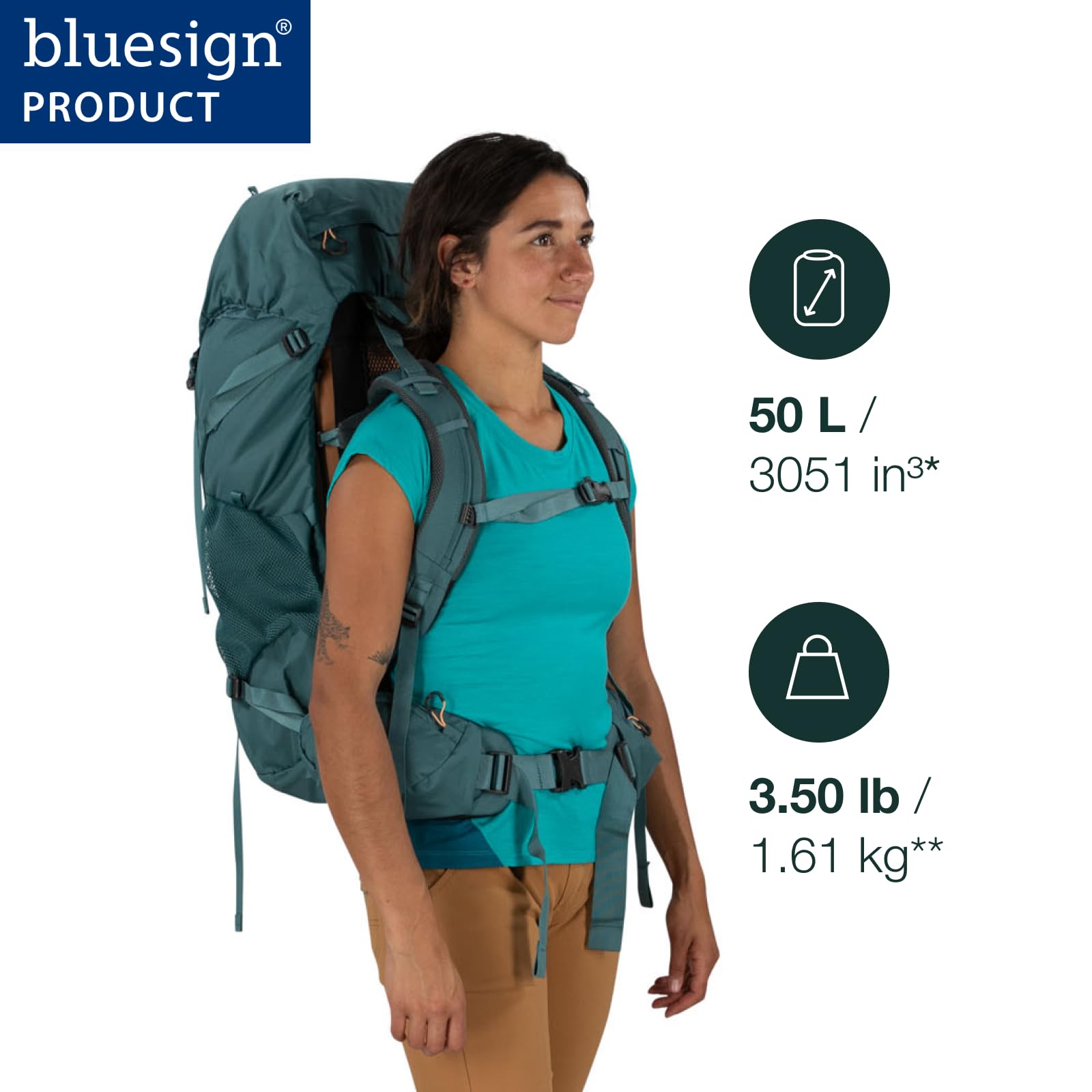 Osprey Renn 50L Womens Backpacking Backpack, Dark Charcoal/Gray Wolf