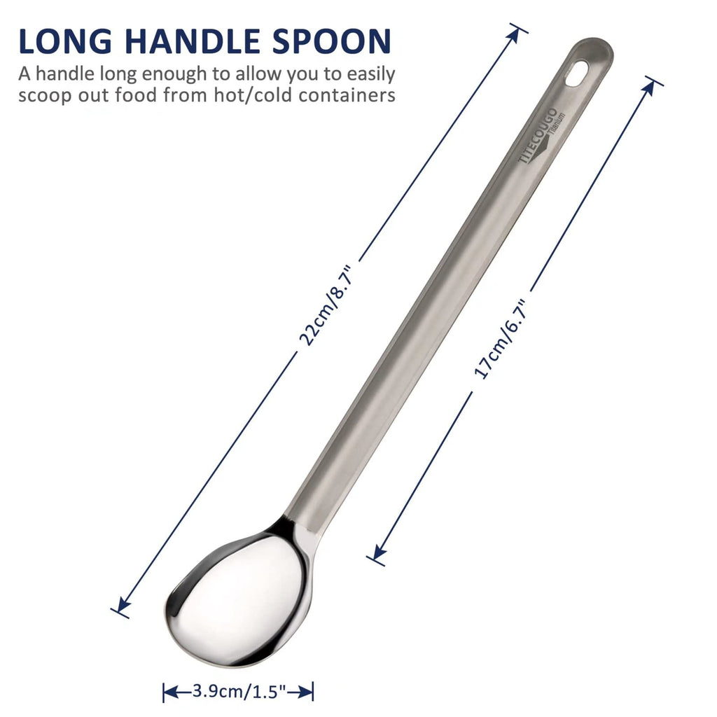 Titecougo Titanium Spoon Camping Long Spoon Titanium Multitool Lightweight Camp Outdoors Hiking Travel Convenient Picnic Spork F