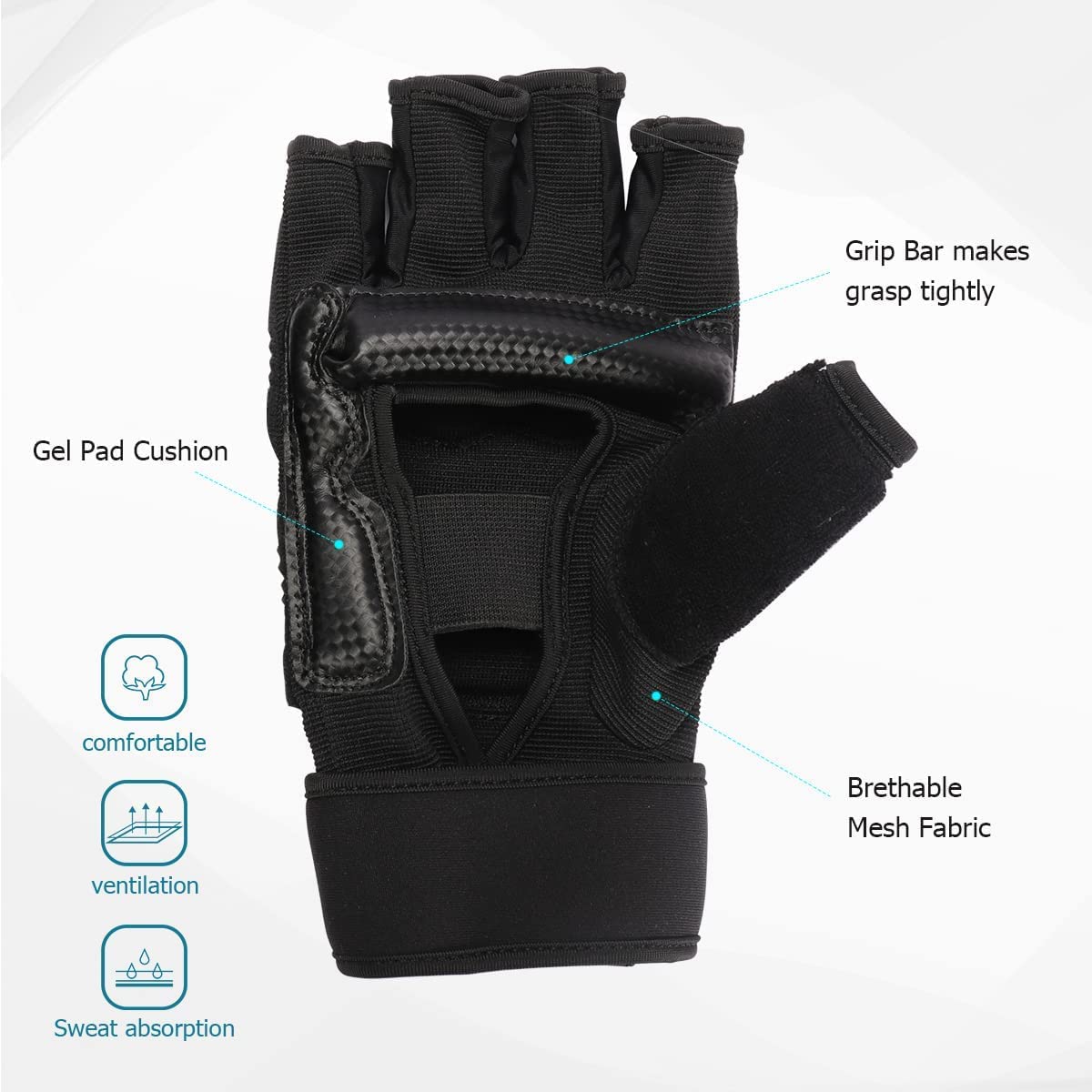 Punch Bag Training Gloves, Langray Taekwondo Karate Gloves For Sparring Martial Arts Boxing Training For Adults And Kids,Black S