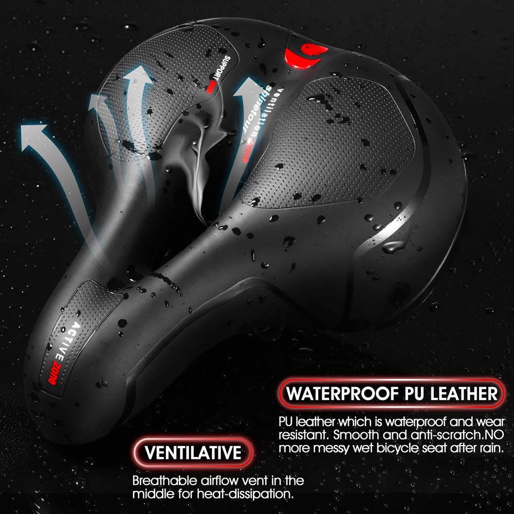 Grean Comfortable Seat Cushion For Men Women With Dual Shock Absorbing Ball Memory Foam Waterproof Wide Bicycle Saddle Fit For S