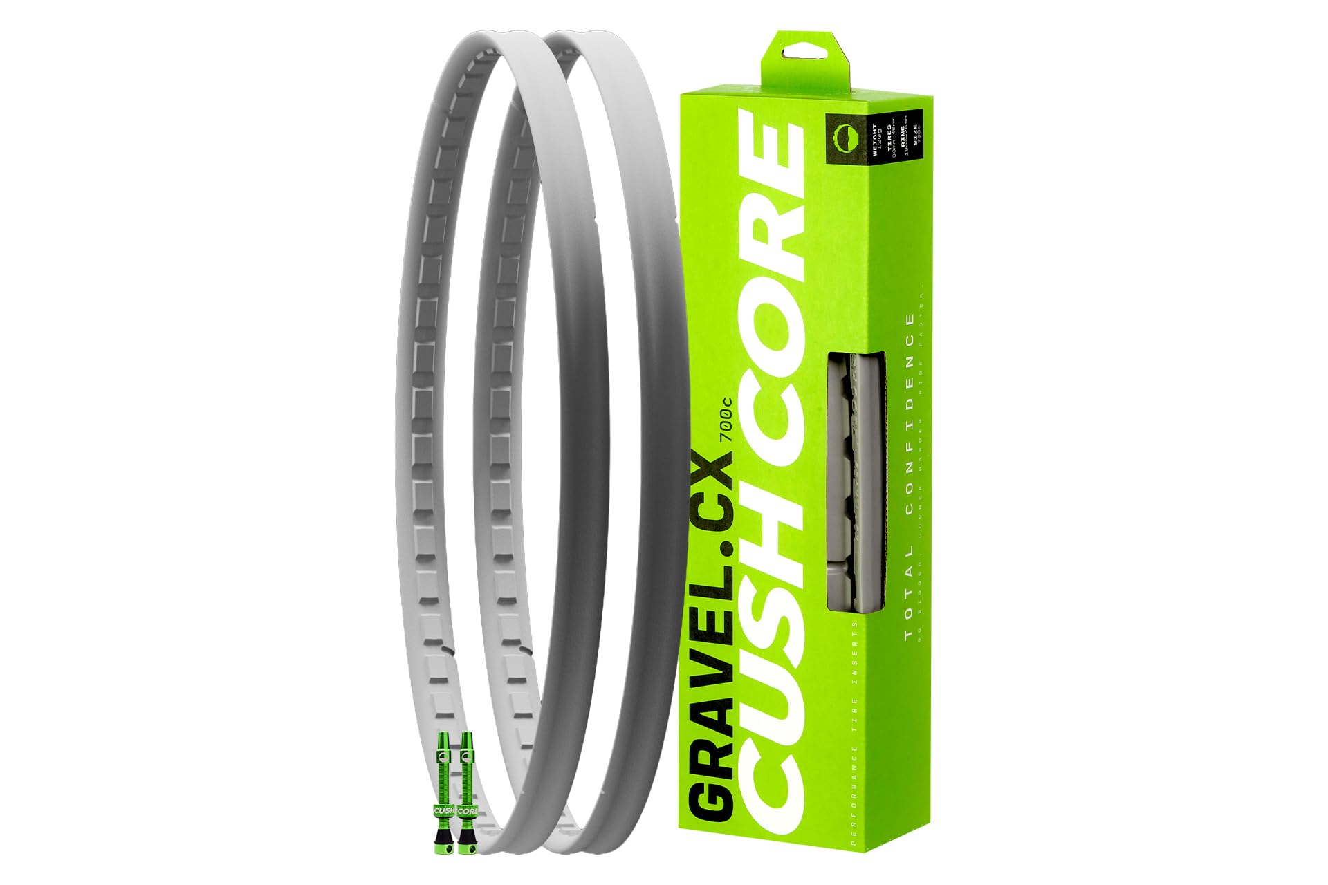 CushCore Gravel.CX Set - Includes (2) Tire Insert, (2) Presta Valves & (2) Rim Stickers, Easy Installation, Tire Inserts, Helps 