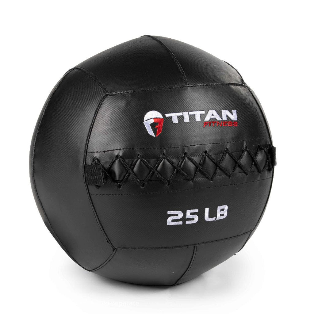 Titan Fitness 25 Lb Soft Shell Medicine Wall Ball With Poly-Composite Laminate Cross Texture Non-Slip Grip For Throwing, Core St
