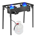 Goplus Outdoor Camping Stove, Dual Burner Propane Gas Cooker w/Detachable Legs & 0-20 PSI Regulator & CSA Approval for Camp Pati
