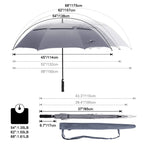 G4Free 62 Inch Automatic Open Golf Umbrella Extra Large Oversize Double Canopy Vented Windproof Waterproof Stick Umbrellas(Grey)