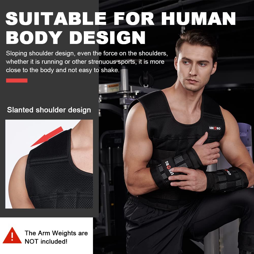 Adjustable Weighted Vest 44Lb Workout Weight Vest Training Fitness Weighted Jacket For Man Woman (Included 96 Steel Plates Weigh