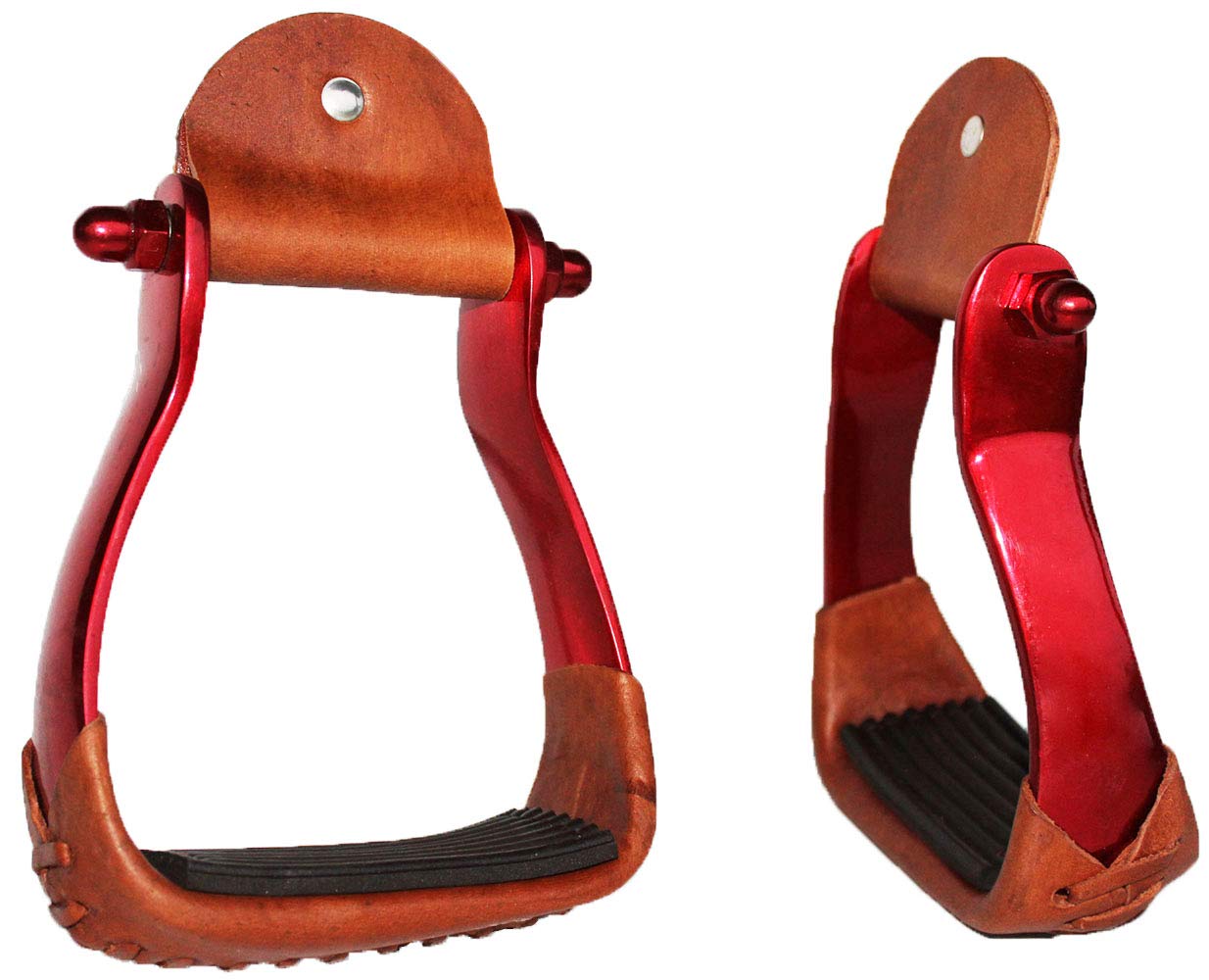 Challenger Horse Western Saddle Tack Red Barrel Racing Aluminium Stirrups 5181RD