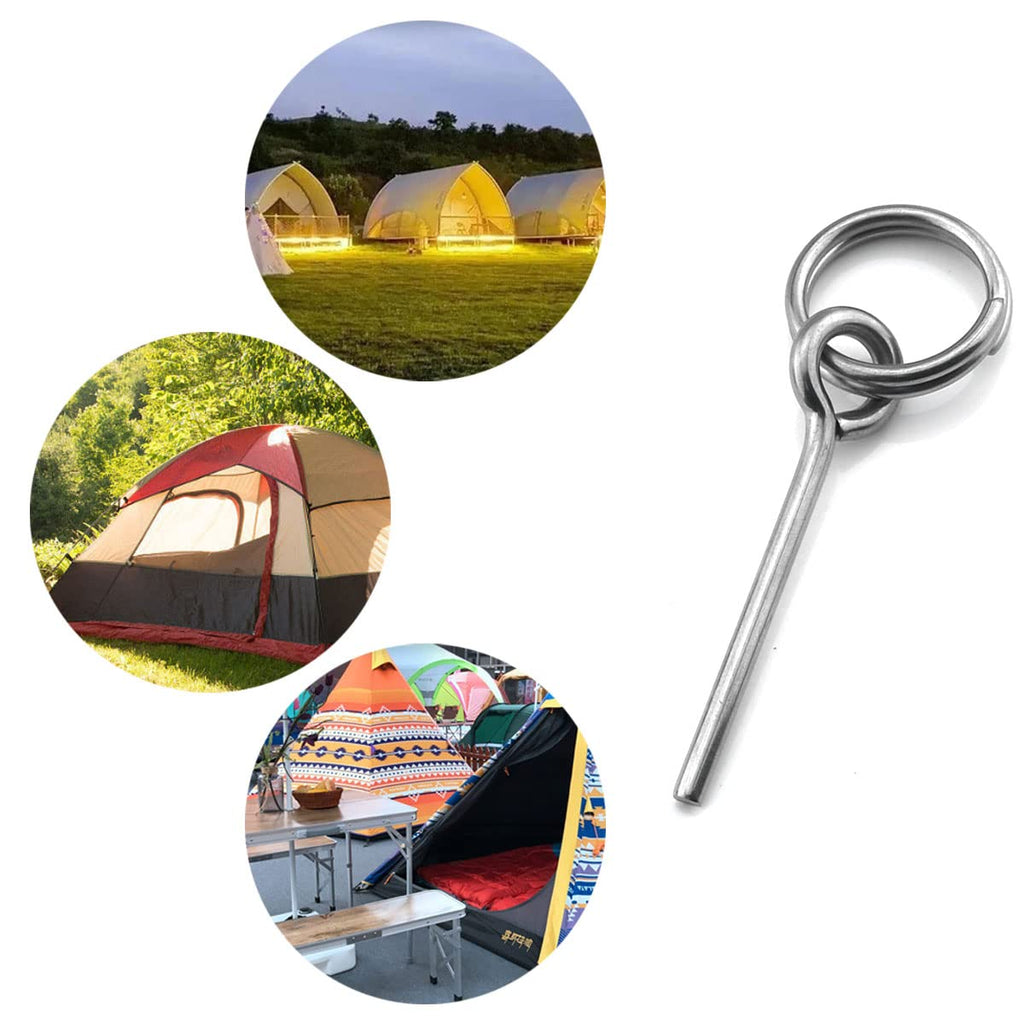 Dghaop 4Pcs Tent Pin & Ring Replacement Stainless Steel Tent Pole Connectors For Outdoor Camping Hiking Travel