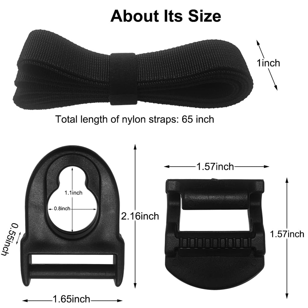 Kayak Seat Repair Kit (Clips+Hooks+Straps) Replacement Including Nylon Webbing Straps-65Inch, Compatible With Ocean Kayak, Lifet