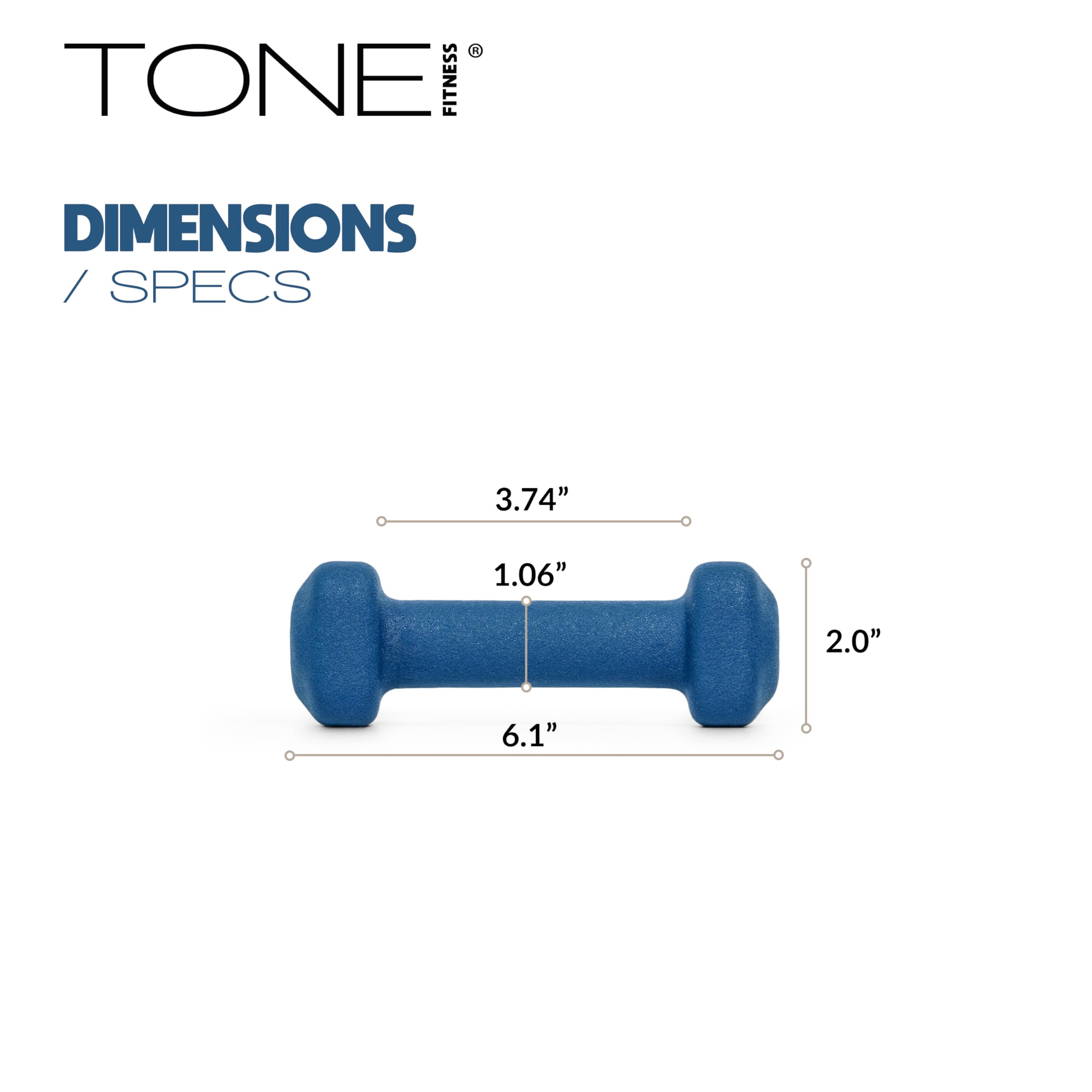 Tone Fitness 2 lb Neoprene Dumbbell Pair for Home Workouts - Non-Slip Design - Teal
