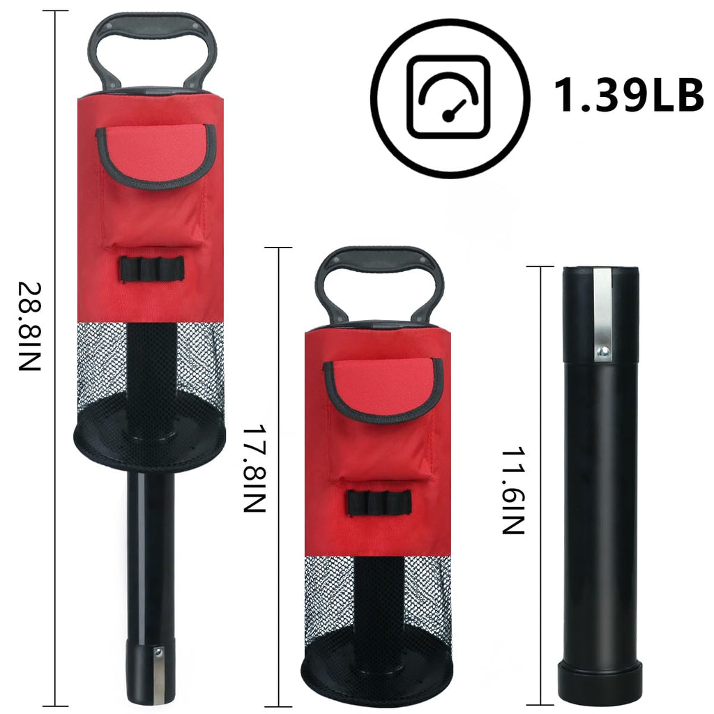 How True Golf Ball Retriever, Portable Shag Bag Golf Ball Pick Up With Removable Plastic Tube, Pocket Shagger Storage, Red
