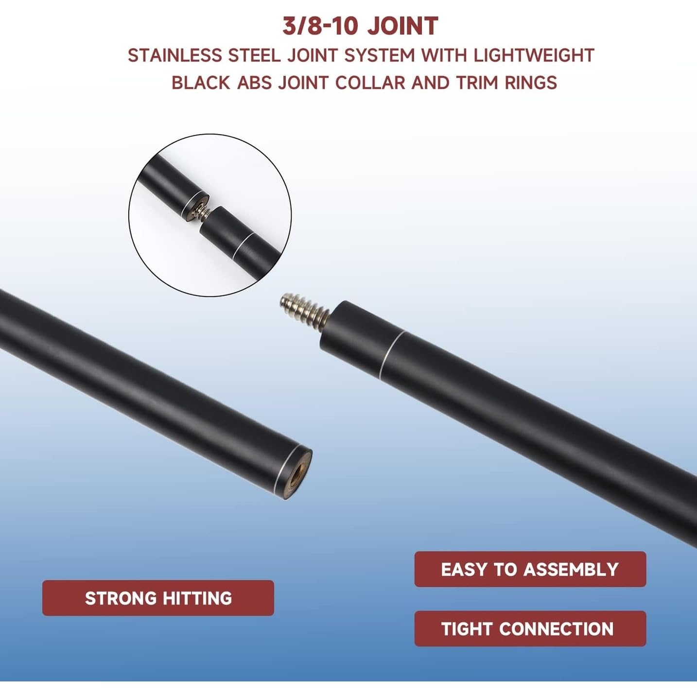 Gse 58'' 2-Piece Fiberglass Graphite Composite Billiard Pool Cue Stick (Matte Black, 21Oz)