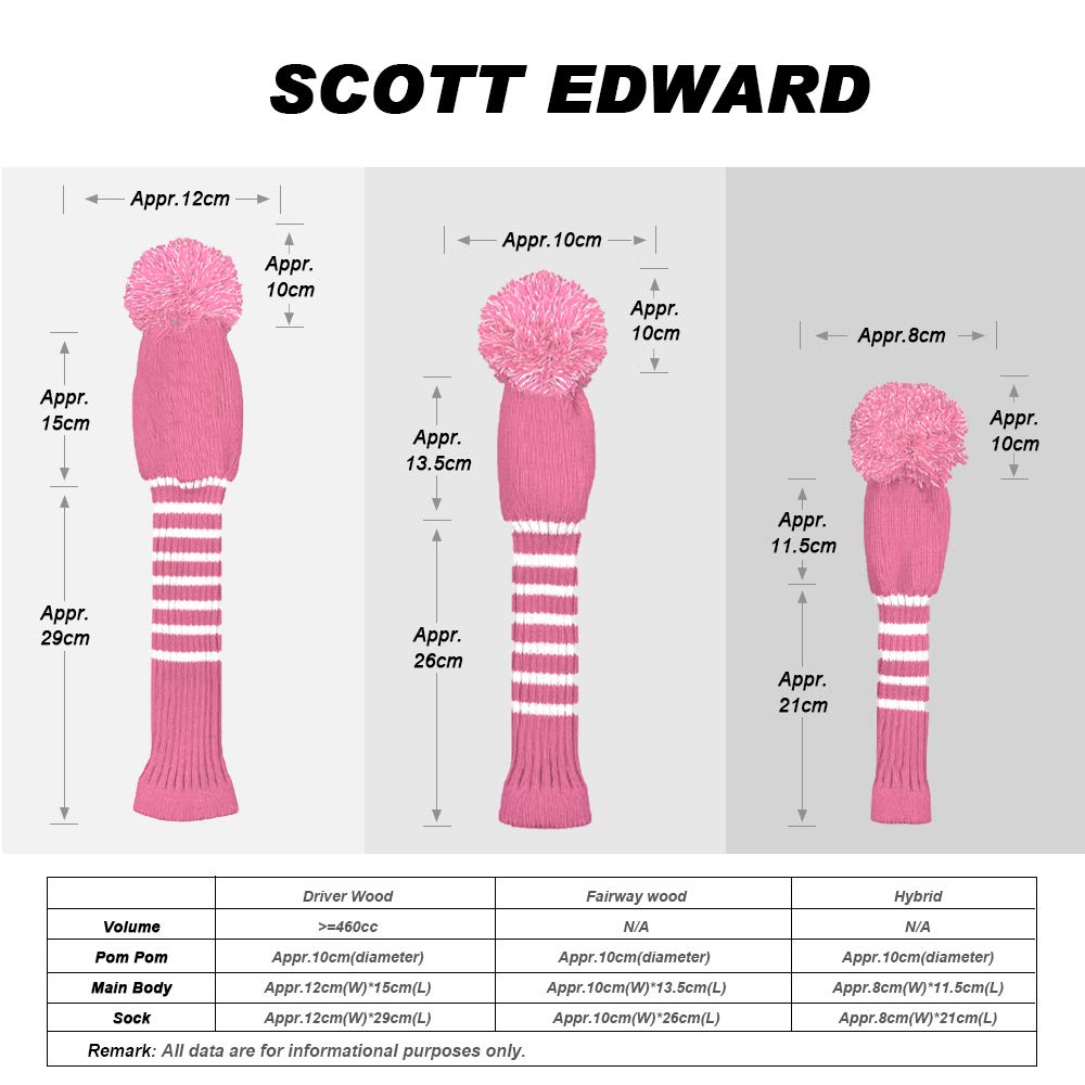 Scott Edward Knit Golf Head Covers For Woods Set Of 3 Fits Well Driver(460Cc) Fairway Wood And Hybrid(Ut) The Perfect Change For