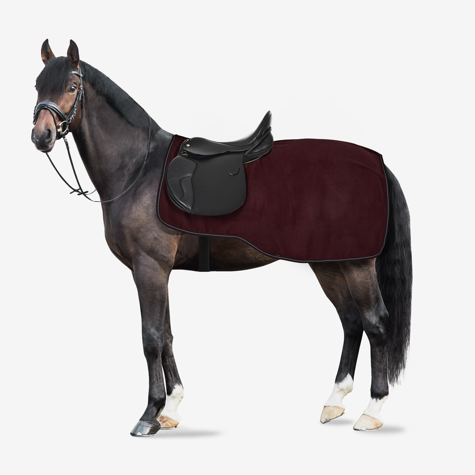 Horze Kiel Riding Blanket With Fleece - Dark Red - 81 In