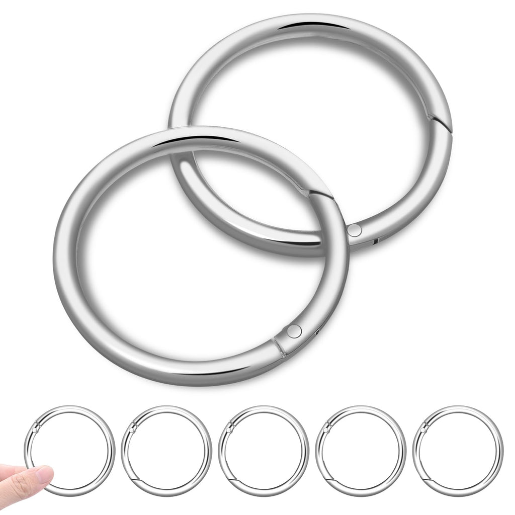 10Pack 2 Large Round Carabiner Clips, Metal Spring O Rings for Organizer Key Rings, Paracord Keychain Lanyard, Pet Chains, Purse