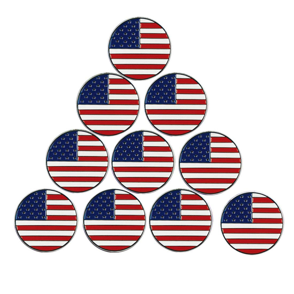 Pinmei Lot Of 10 Golf Ball Markers Assorted Patterns - Soft Enamel Technique (Green Clover)