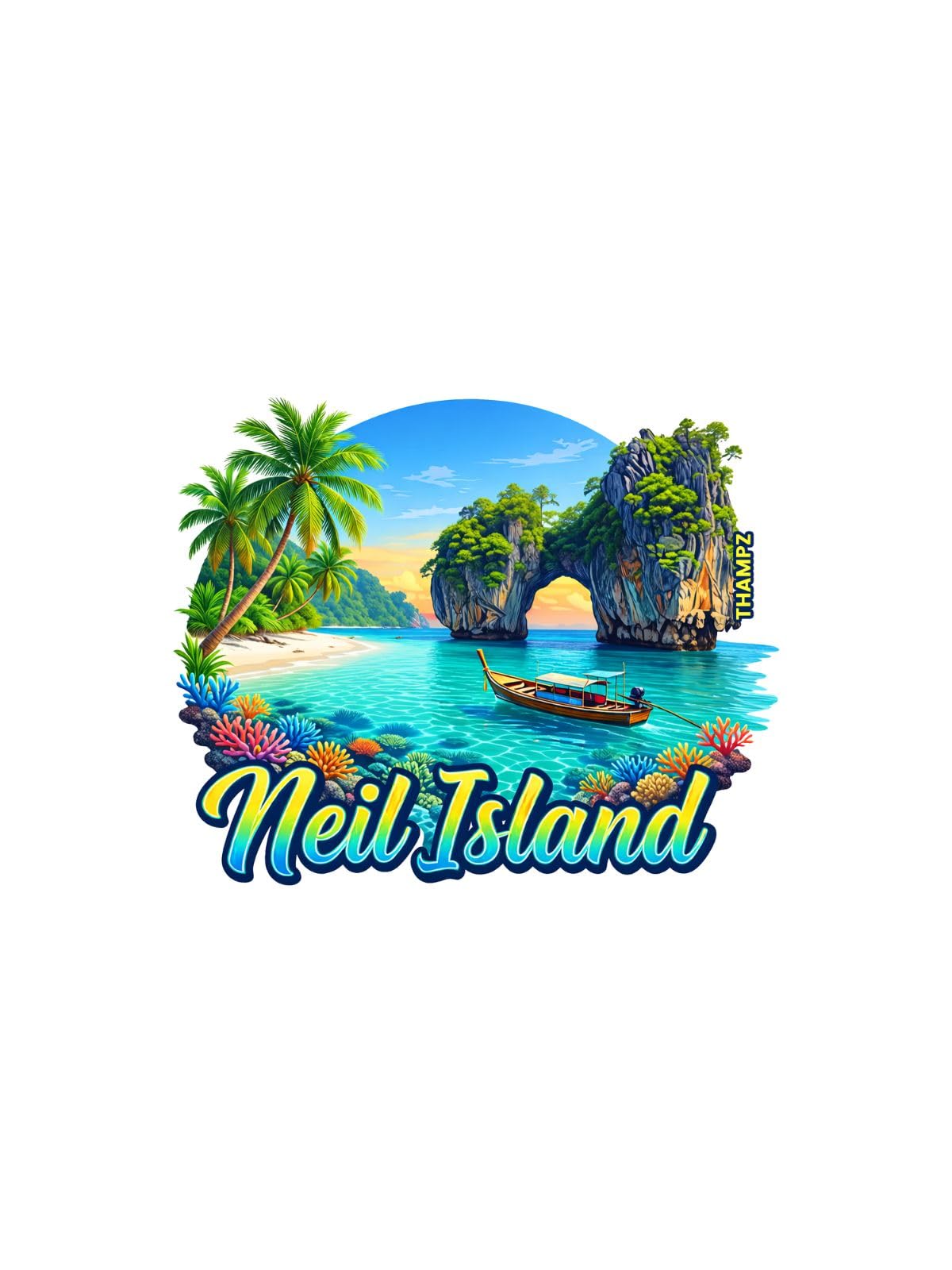 THAMPZ Neil Island 3D Embossed Flexible Fridge Magnet 0.5mm Decorative with Strong Hold | Refrigerator Magnet for Notes, Photos