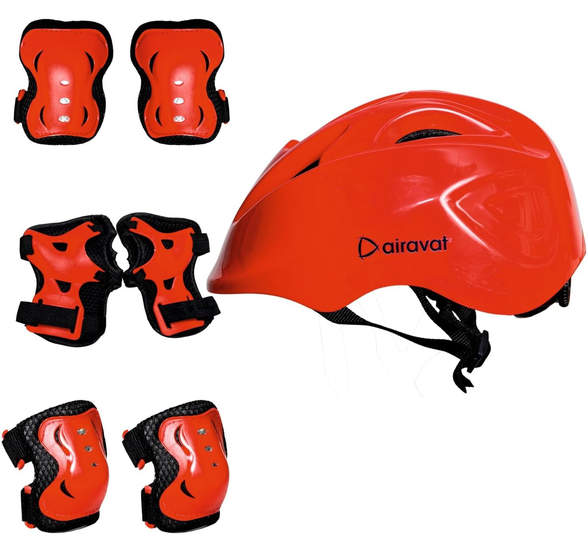 Airavat 7510 Zippy Kids Protective Set Including Helmet Along with Knee Pads, Elbow Pads & Palm Guards (Red)