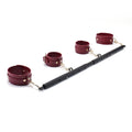 Heavy Duty Stainless Steel Expandable Black Spreader Bar with 4pcs PU Claret Adjustable Straps, Sports Aid Training Fitness Gear