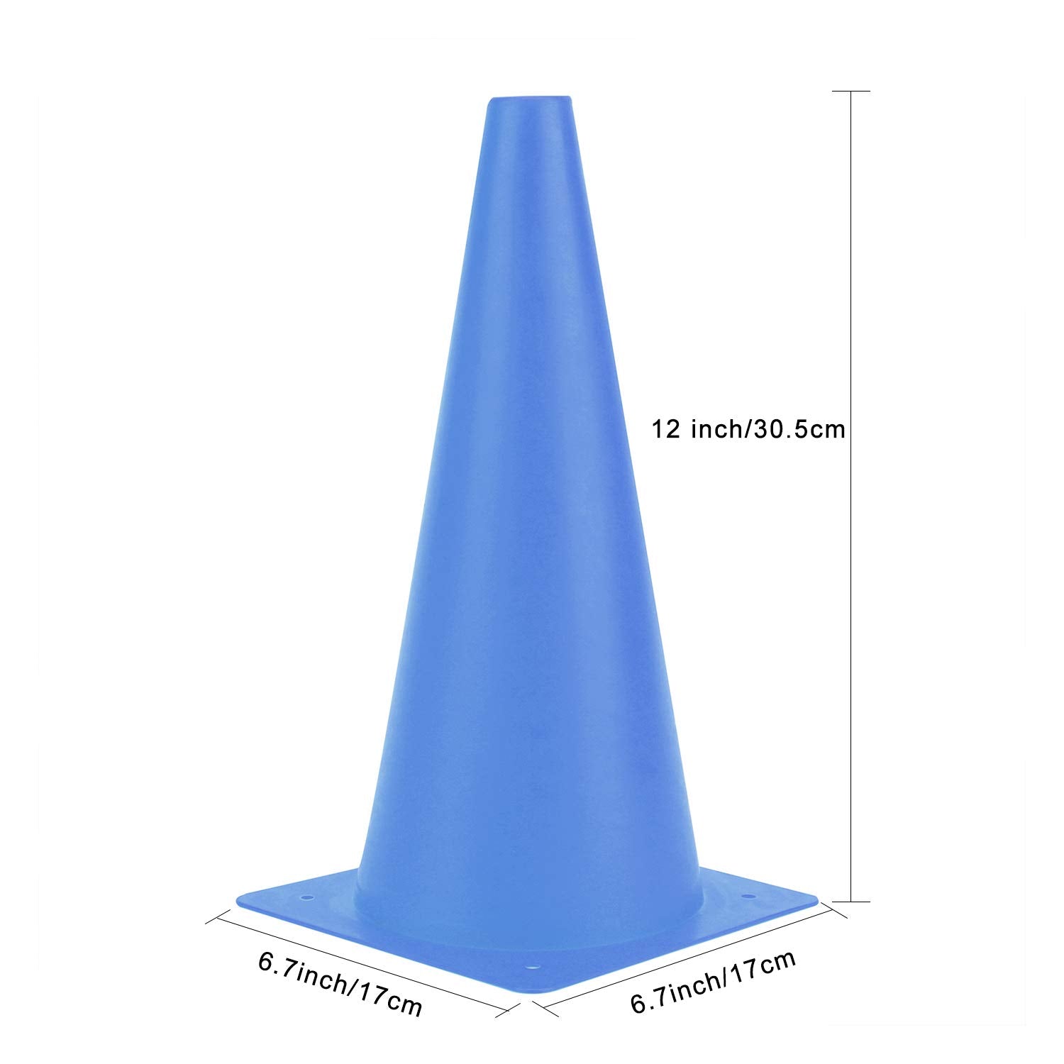 12 Inch Blue Traffic Training Cones, Plastic Safety Parking Cones, Agility Field Marker Cones For Soccer Basketball Football Dri