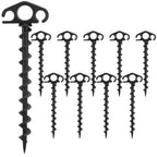 Cobaryen Tent Stakes Ground Anchors Screw In, 10 Pack Sand Stakes For Beach 9.4 Inch Heavy Duty Spiral Tent Pegs For Camping, Pa