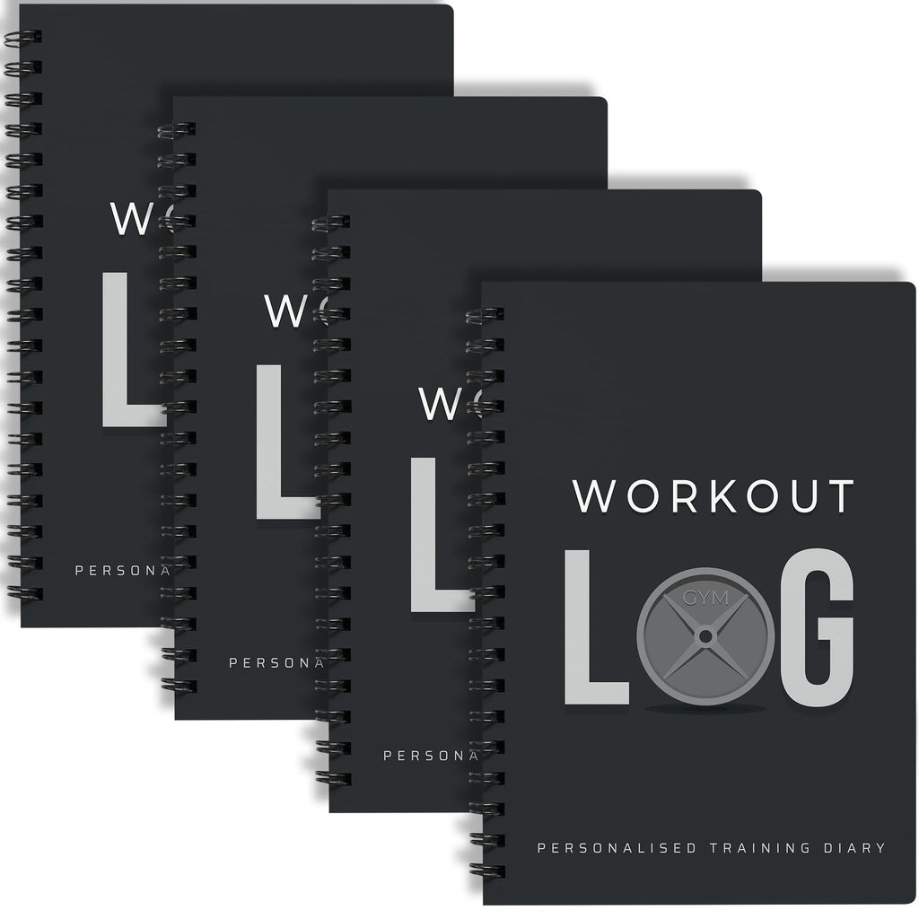 Workout Planner For Daily Fitness Tracking & Goals Setting - 4 Pack, A5 Size, 6    X 8   , Charcoal Gray - Improved Thicker Cove