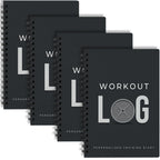 Workout Planner For Daily Fitness Tracking & Goals Setting - 4 Pack, A5 Size, 6    X 8   , Charcoal Gray - Improved Thicker Cove
