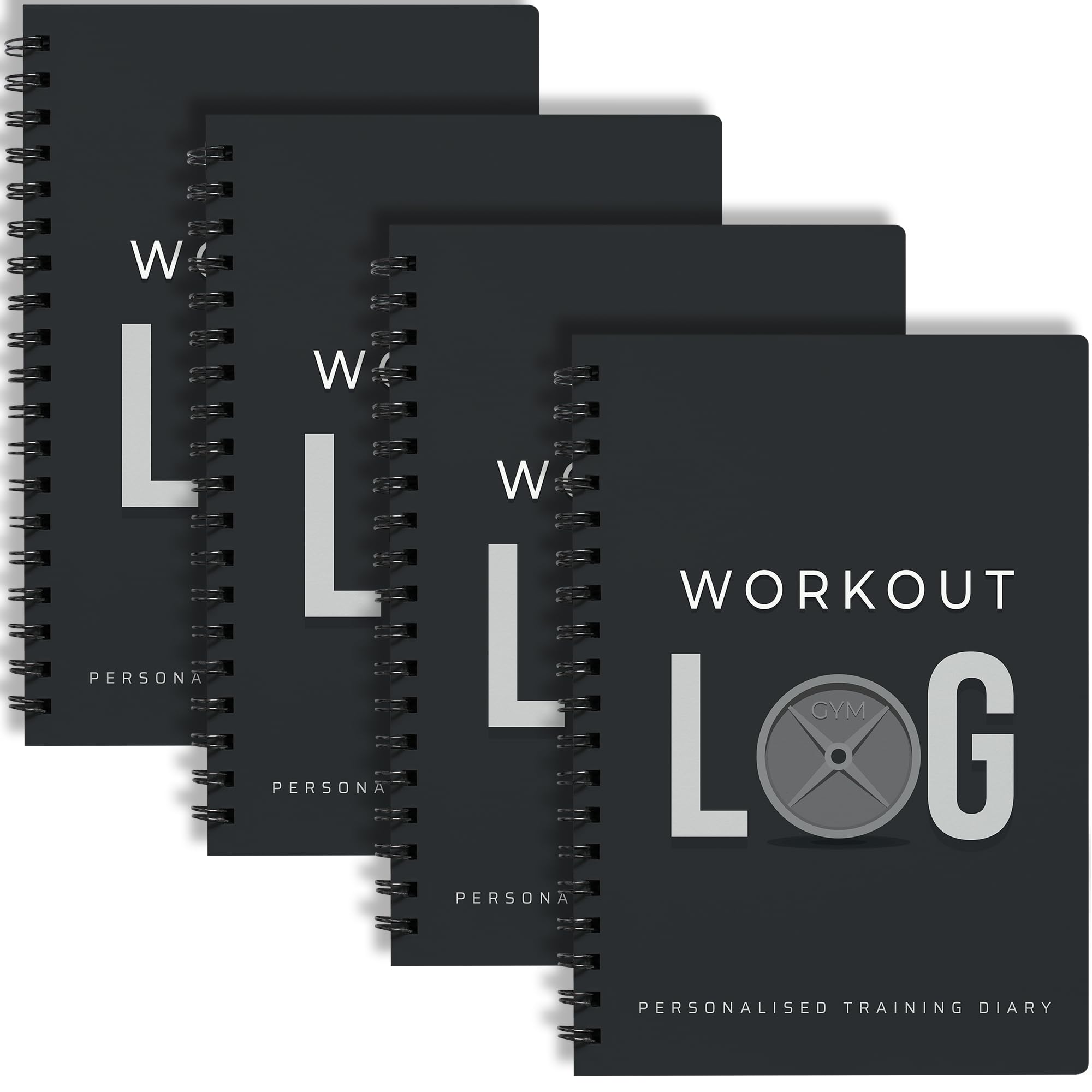 Workout Planner For Daily Fitness Tracking & Goals Setting - 4 Pack, A5 Size, 6    X 8   , Charcoal Gray - Improved Thicker Cove