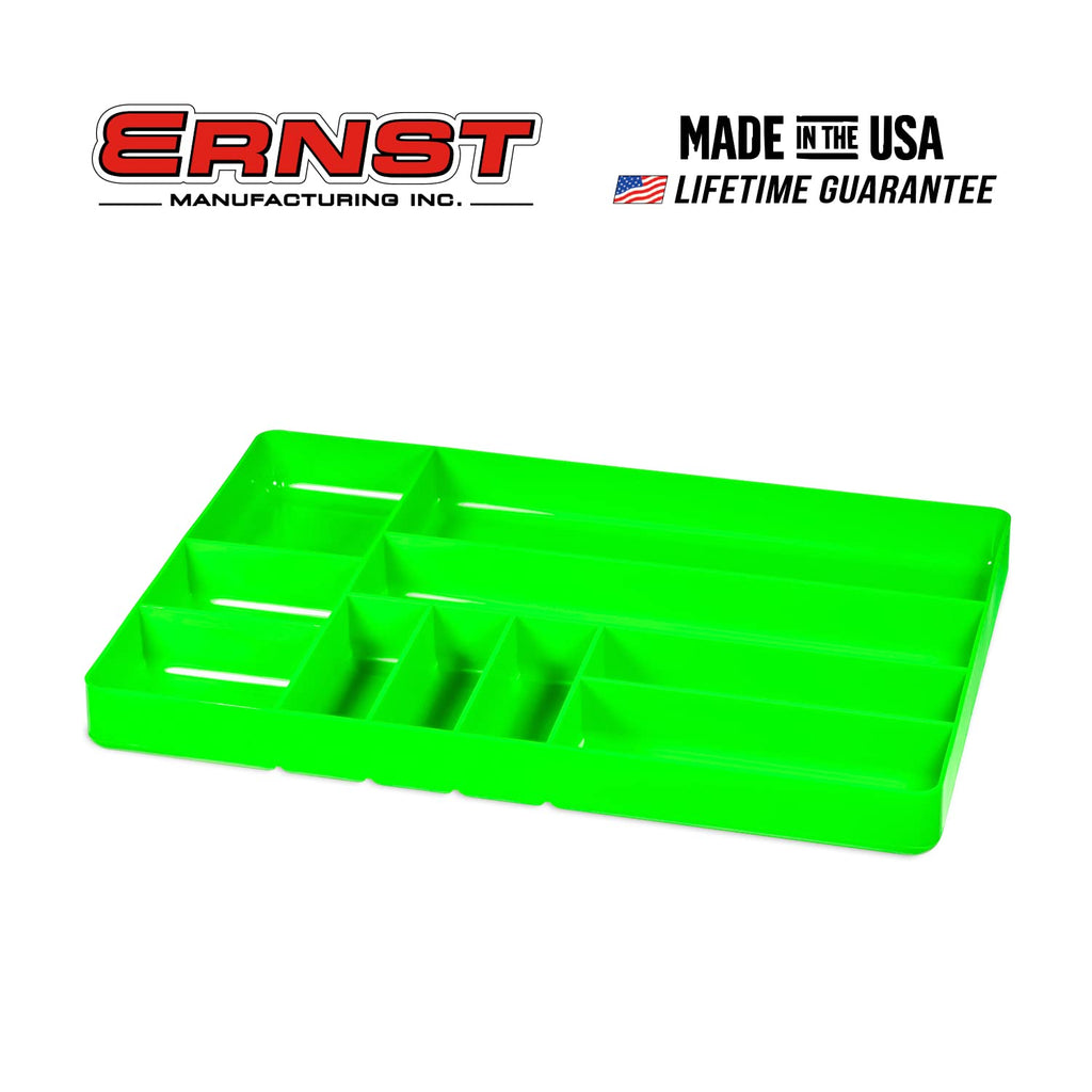 Ernst Tool Garage Organizer Tray, Green, 10-Compartments