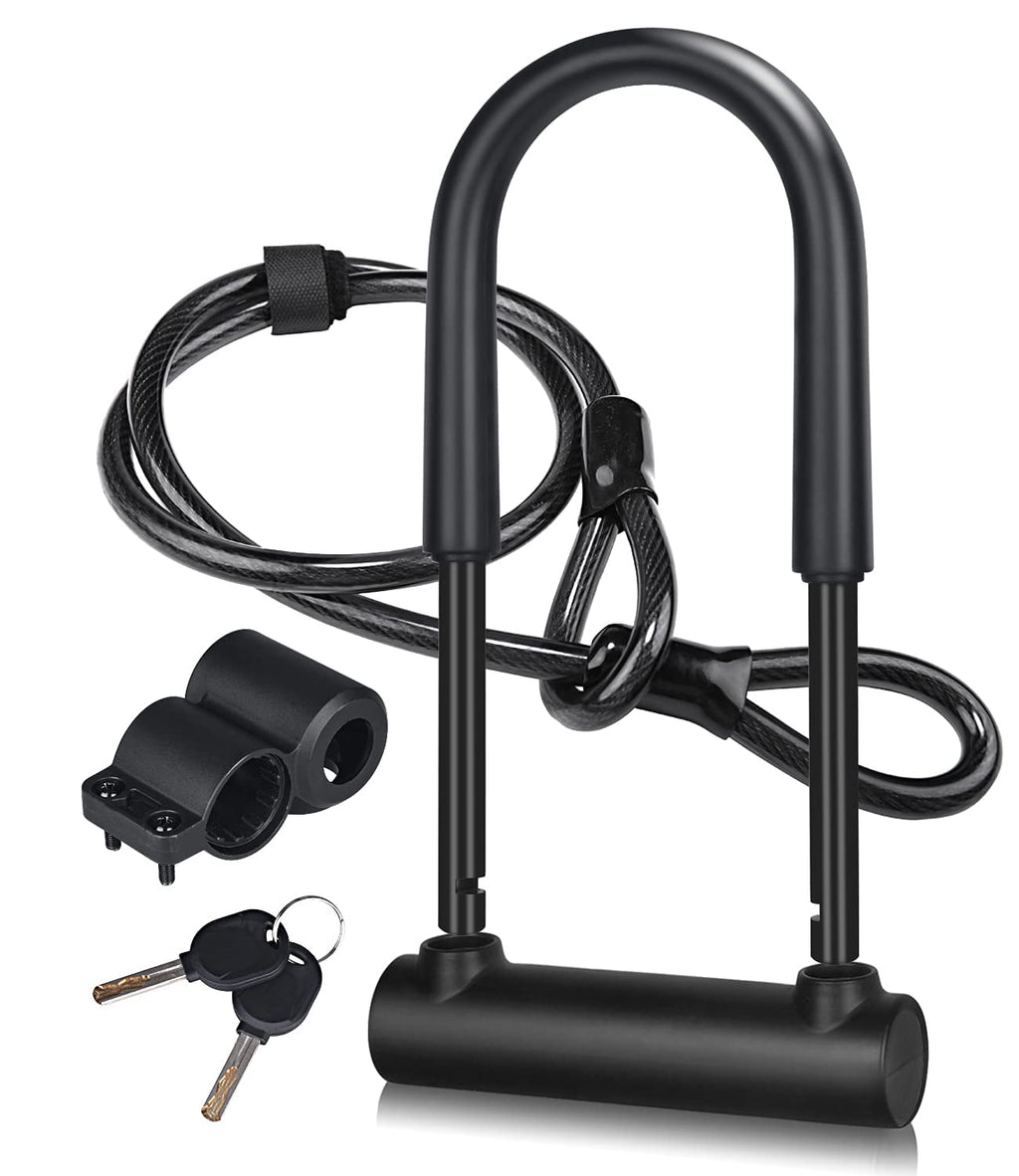 Dinoka Large Bike U Lock Combination With Keys,16Mm U Lock For Bicycle With 4Ft Flex Bike Cable And Mounting Bracket,U Bolt Bike