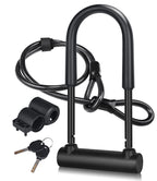 Dinoka Large Bike U Lock Combination With Keys,16Mm U Lock For Bicycle With 4Ft Flex Bike Cable And Mounting Bracket,U Bolt Bike