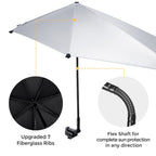 G4Free Upf 50+ Adjustable Beach Umbrella Xl With Universal Clamp For Chair, Golf Bags, Stroller, Wheelchair, Bleacher, Patio(Bla